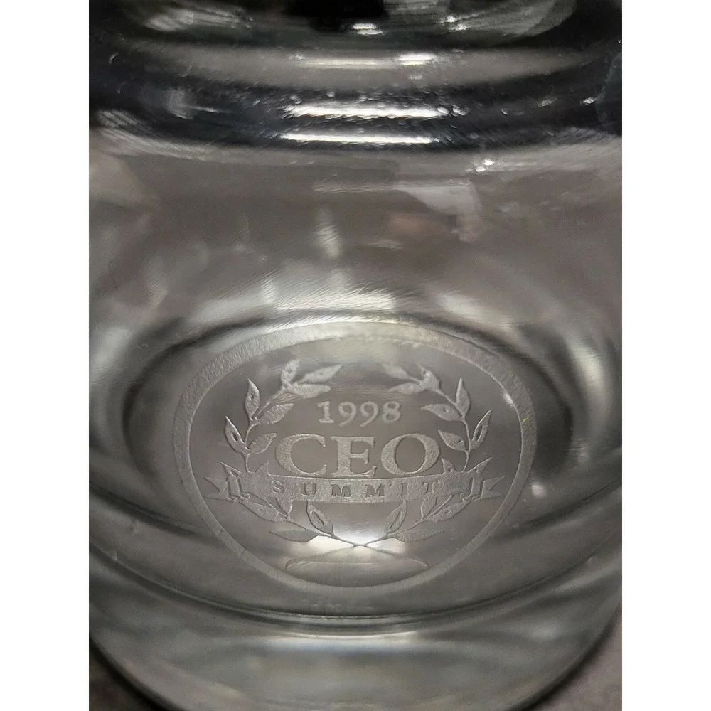 Vtg Tiffany & Co.‎ Clear Crystal Pitcher, custom for 1998 CEO Summit RARE